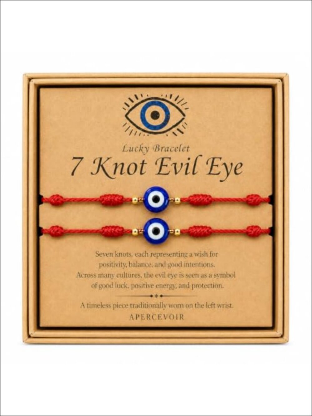 2 Pack Adjustable 7 Knot String Evil Eye Bracelets Nazar Charm Handmade